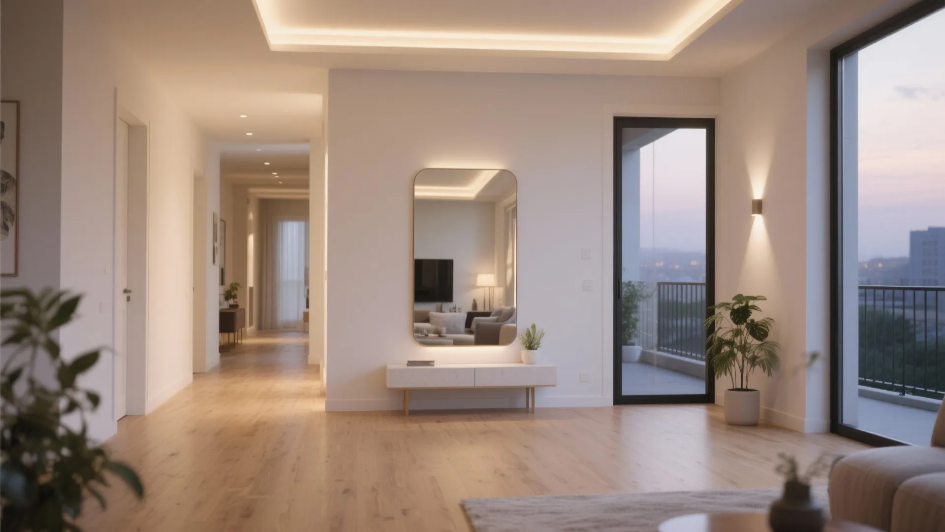 Natural light strategy with mirrors and light wells