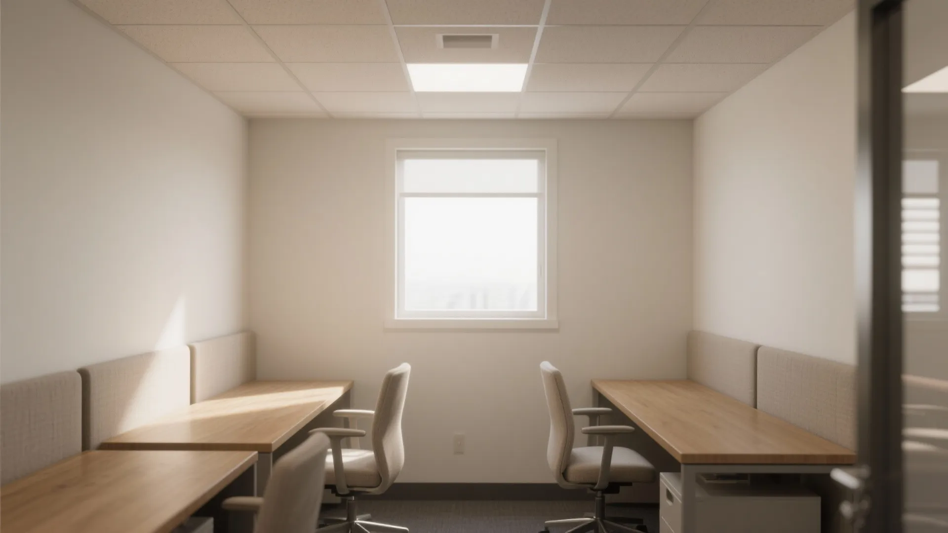 2. Light-reflective neutrals to make tight offices breathe