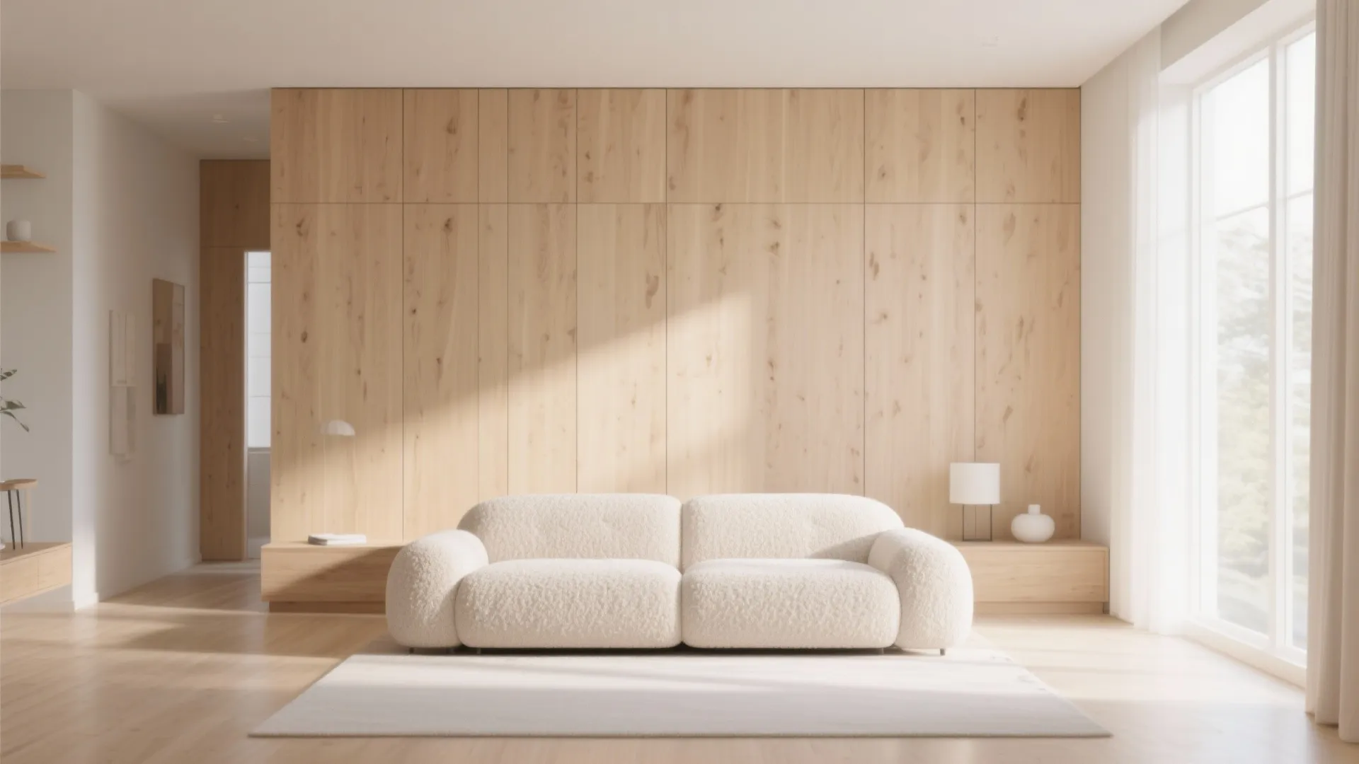 2. Light Oak Panels for Airiness