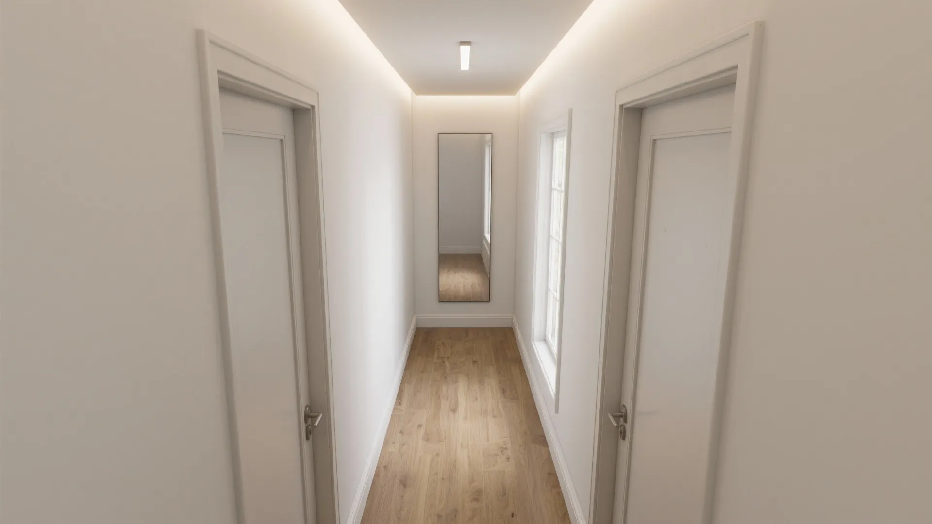 Pale Colors and Light to Visually Widen the Hall