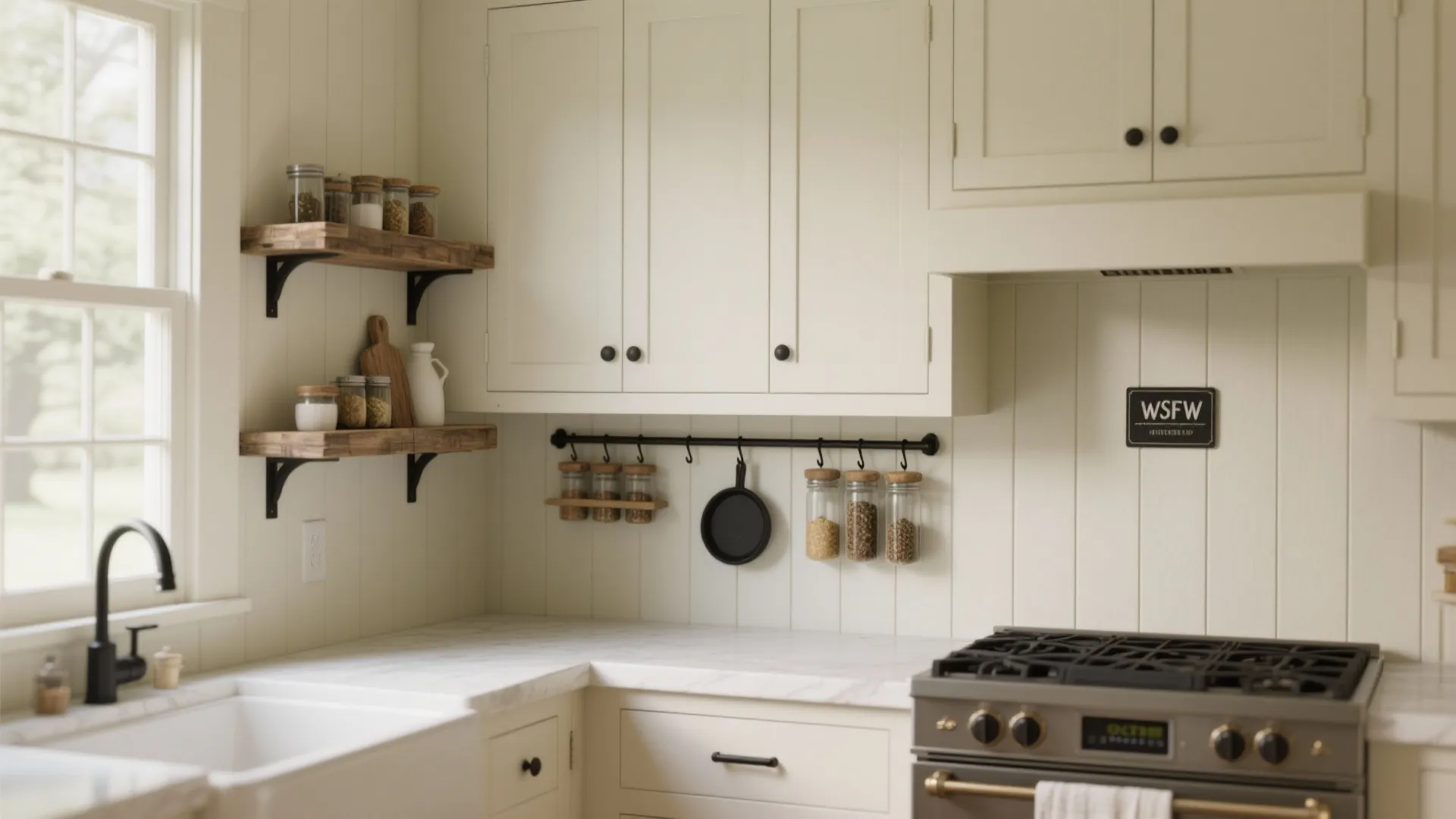 4. Light palettes with rustic accents and vertical storage