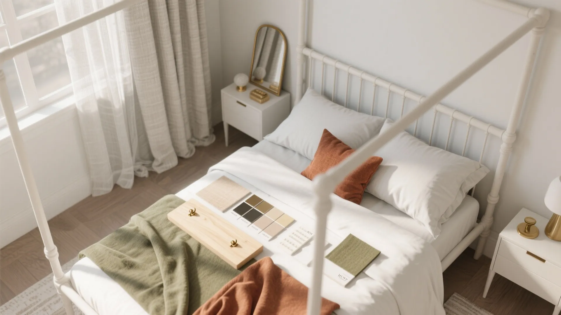 5) Light, reflective palette to widen the room