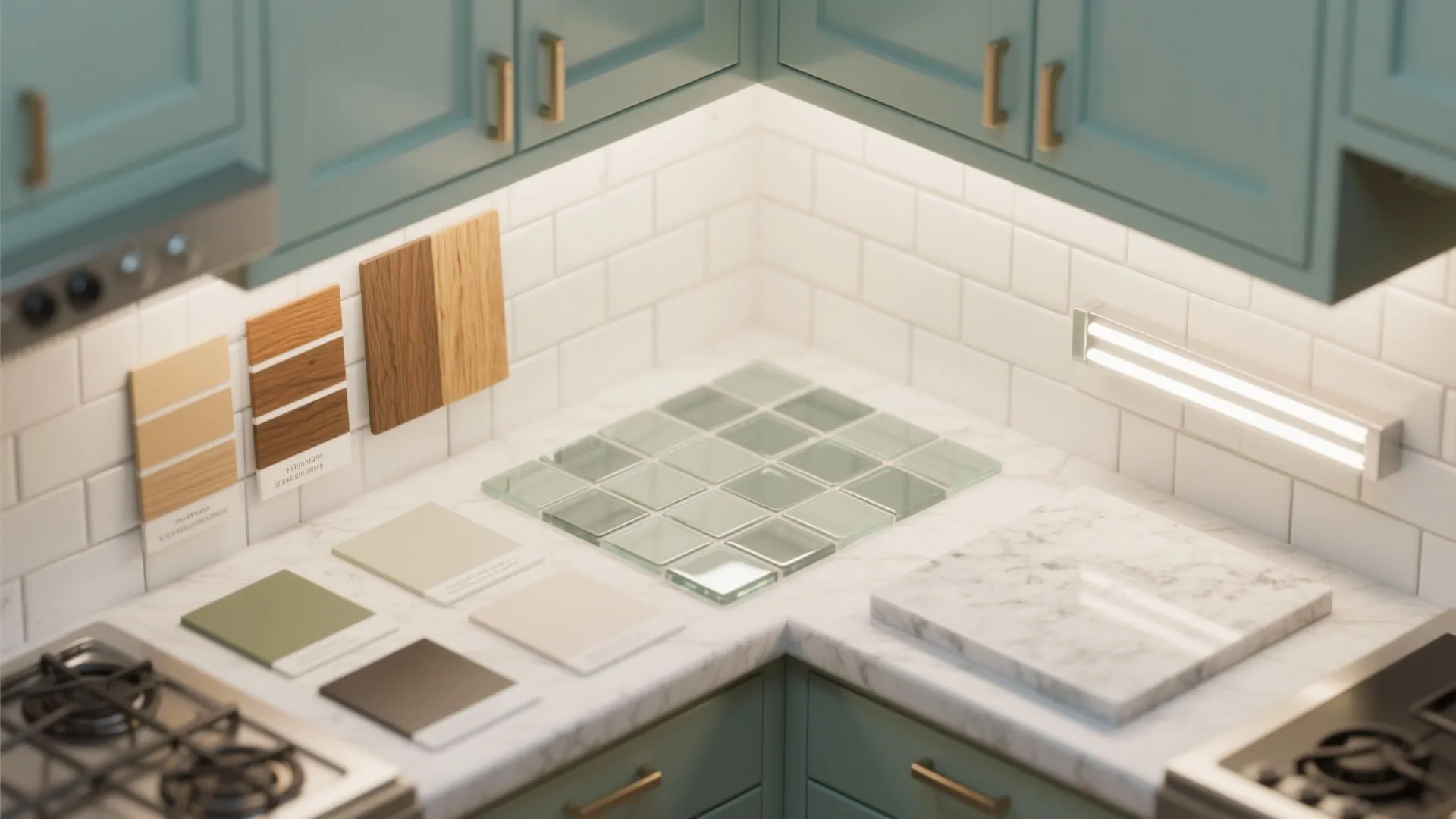 Light palettes, reflective backsplashes and smart lighting