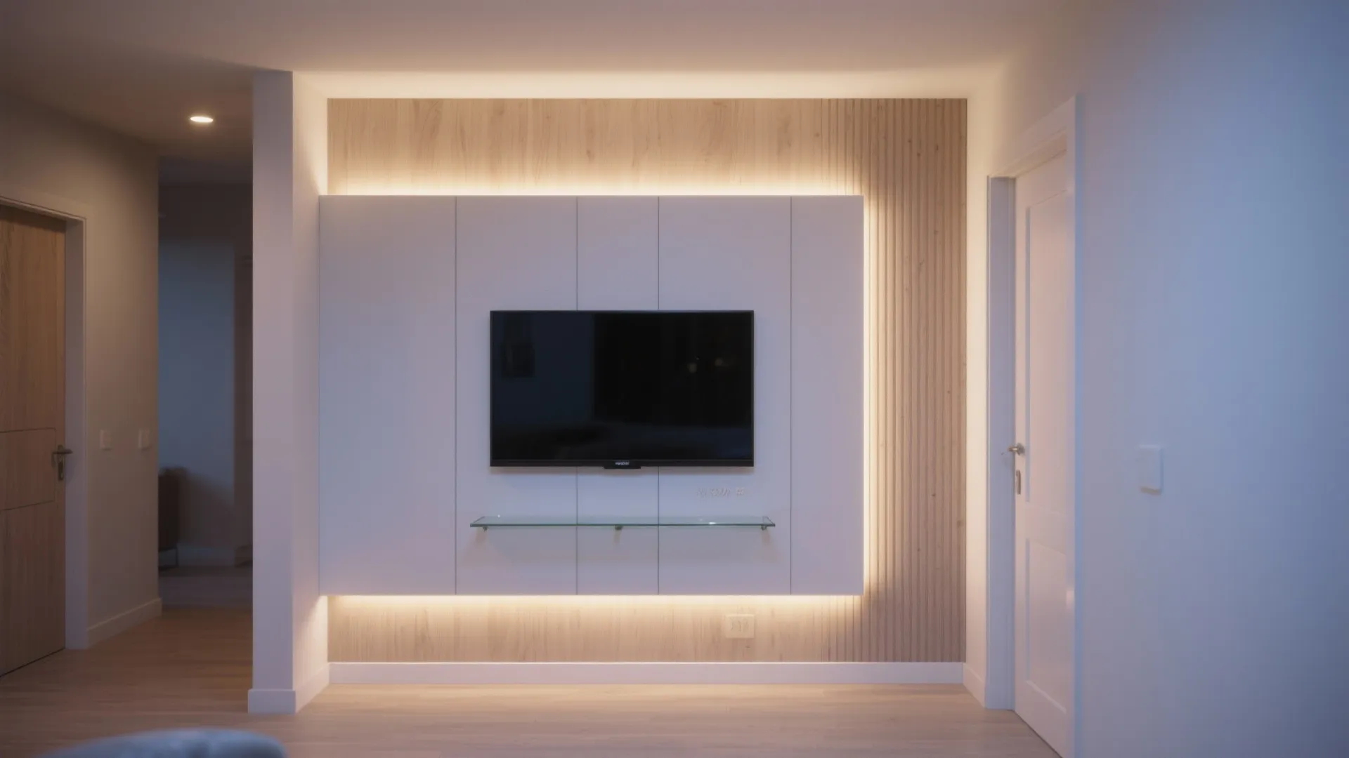 Light-Toned Paneling with Integrated LED and Glass