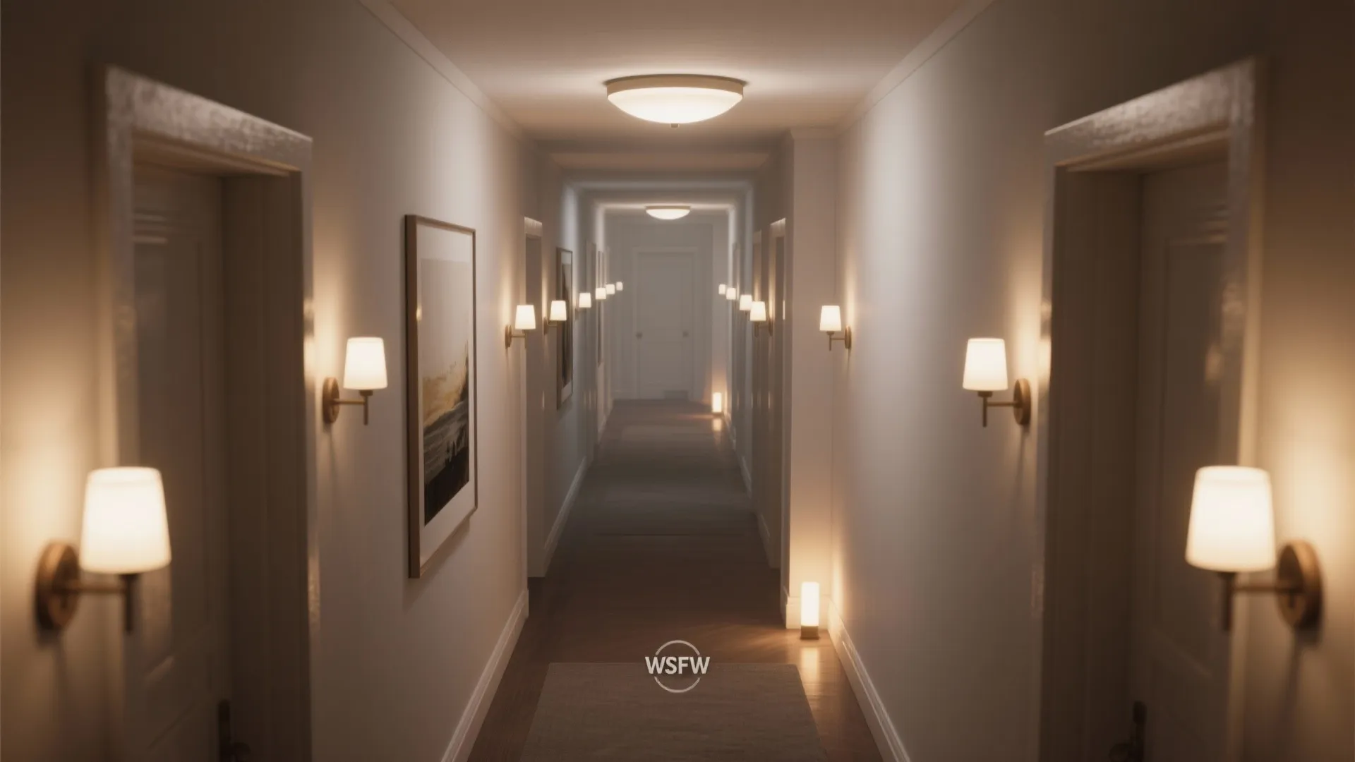 Layered corridor lighting that flatters