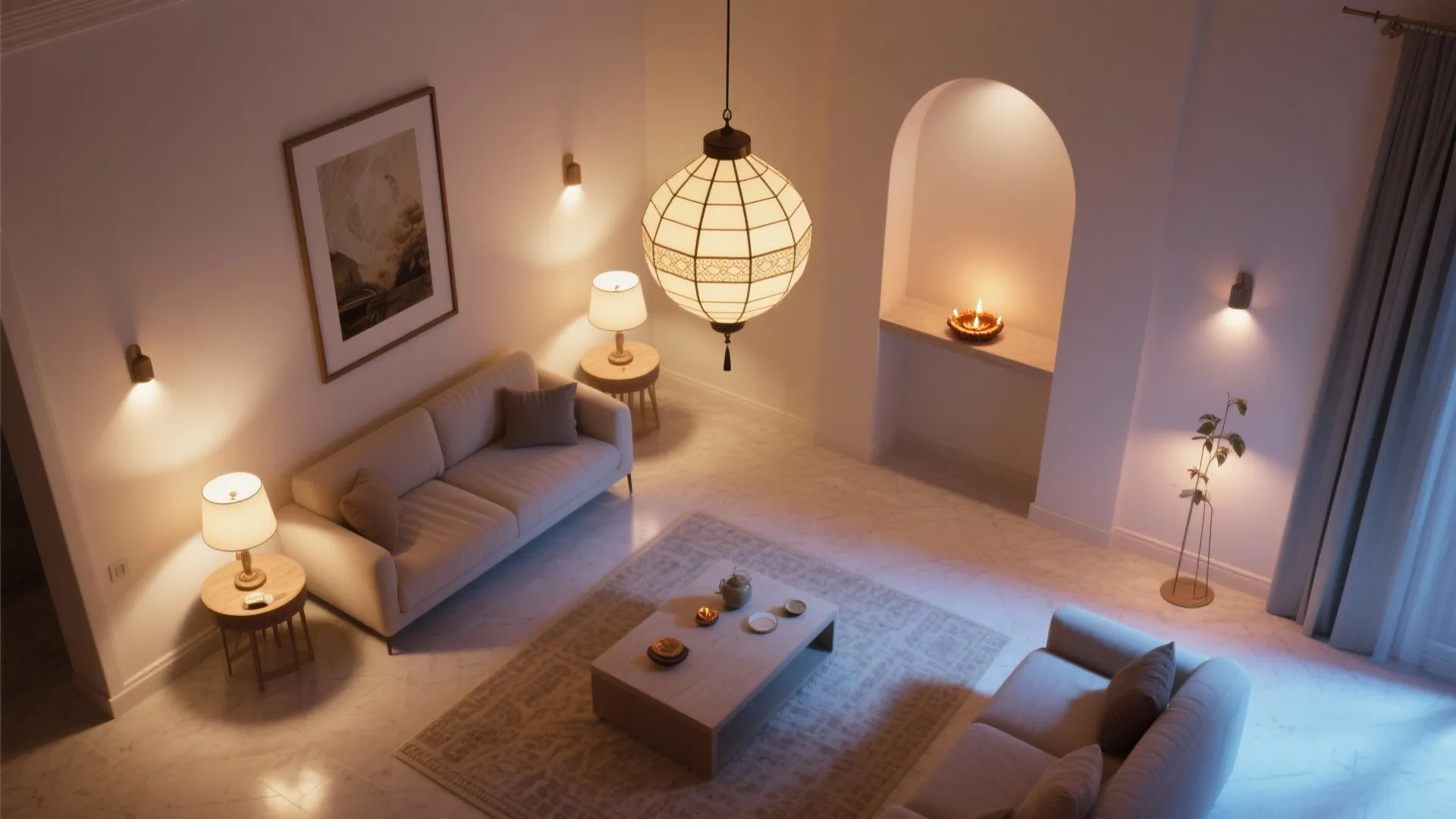 Layered Lighting: Lanterns, Table Lamps & Diyas