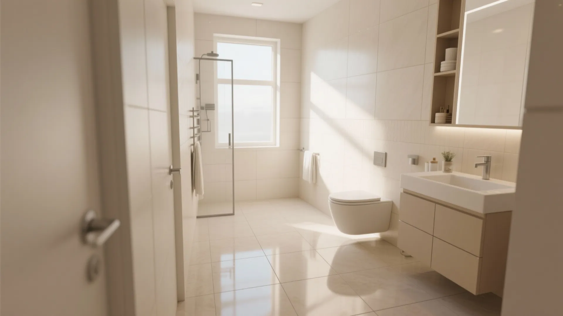 2. Light-Colored Porcelain for Bigger Feel