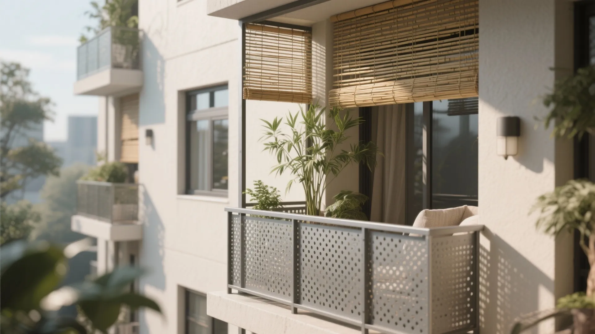 Privacy screens with light-friendly materials