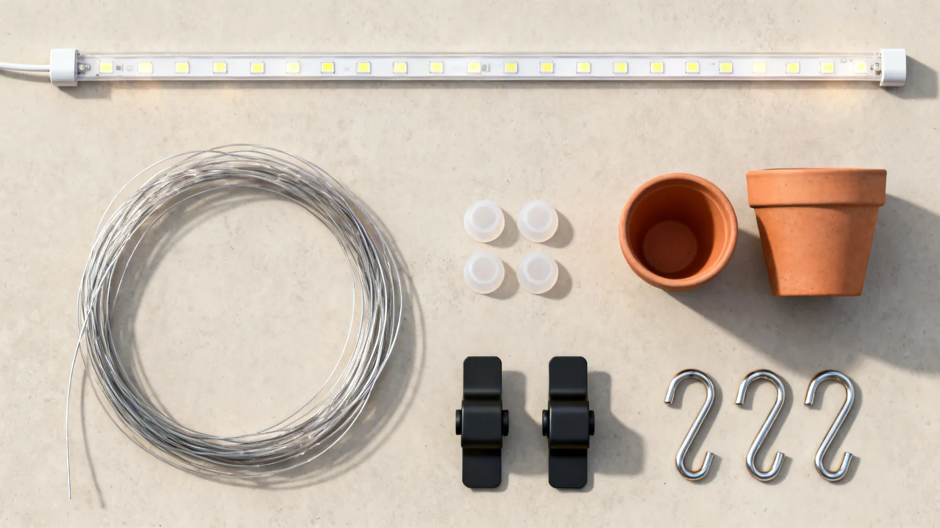 Glass Backsplash Light Rail with Clay Pots