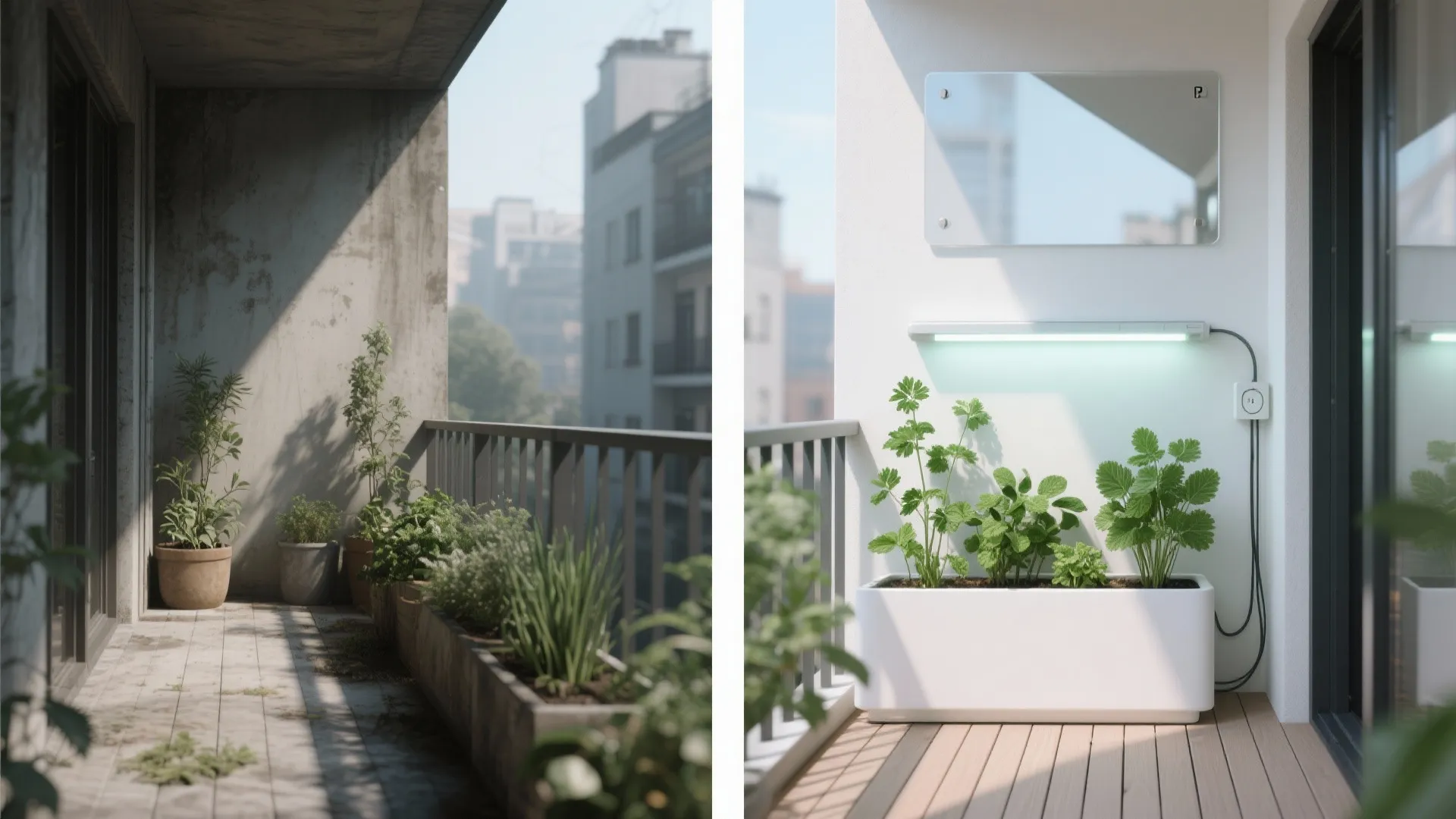 Reflective hacks and supplemental light for shady balconies