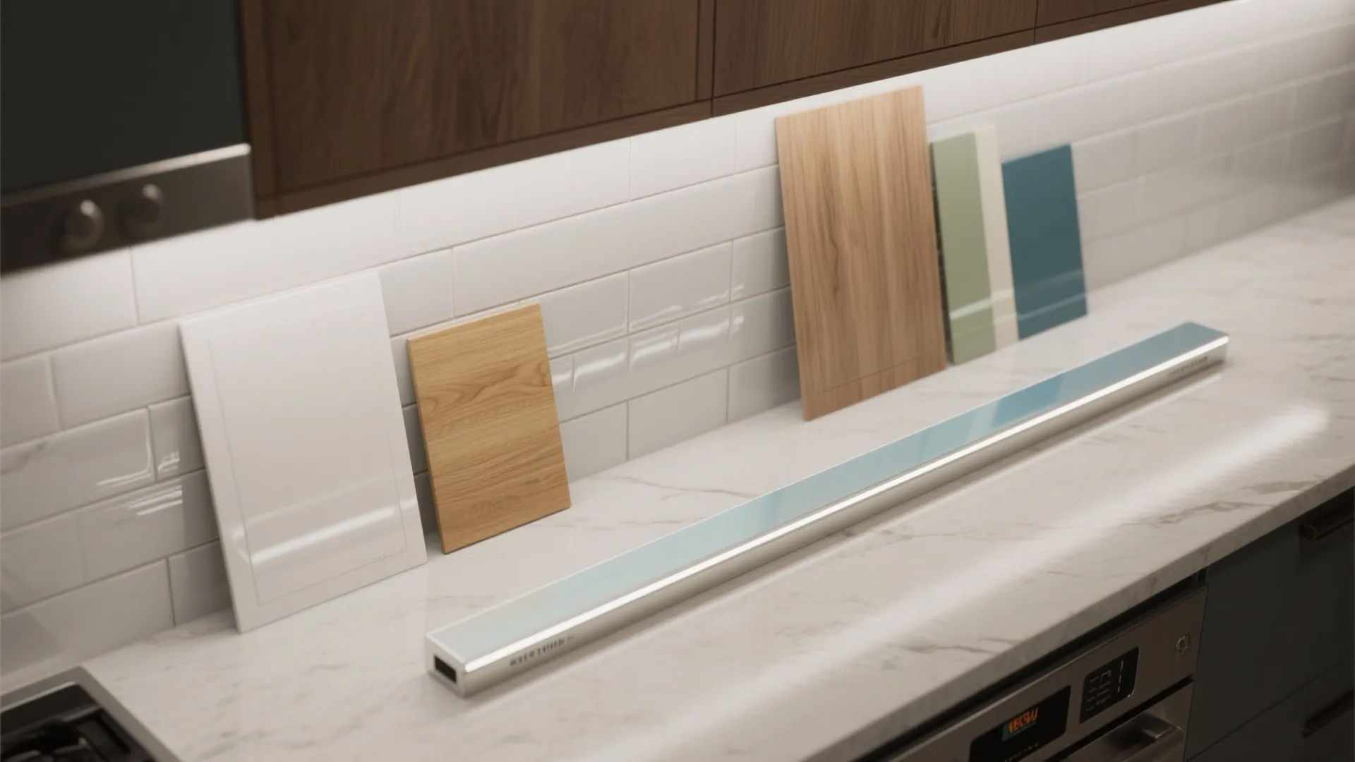 4. Play with light, reflections and linear finishes