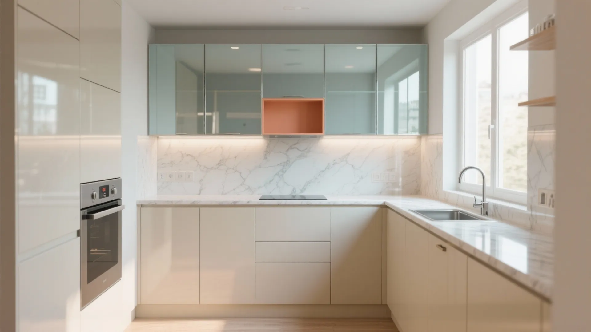 Idea 4: Use light, reflective finishes and consistent color