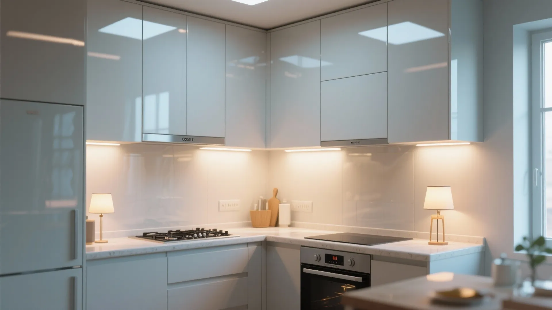 5. Light, reflective finishes and focused lighting