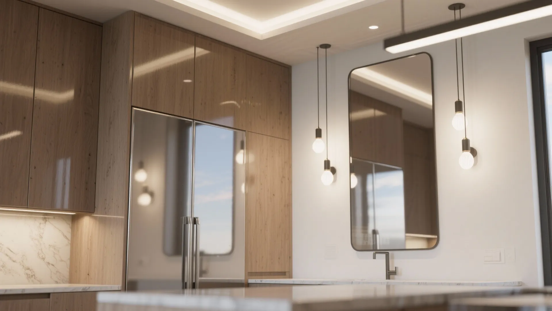 4. Light, reflective finishes and strategic lighting