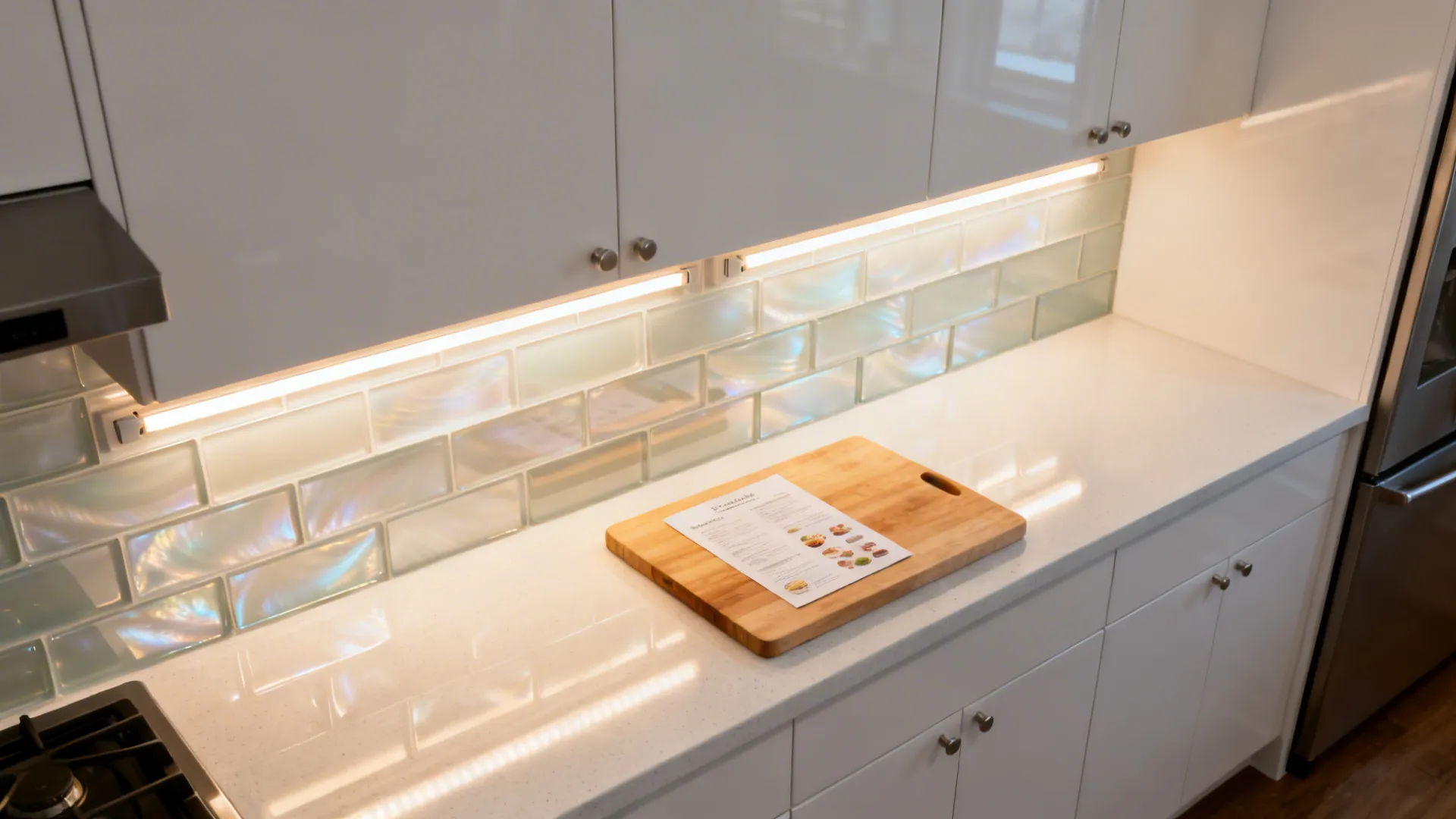 Light-Multiplying Backsplashes Behind Task Zones