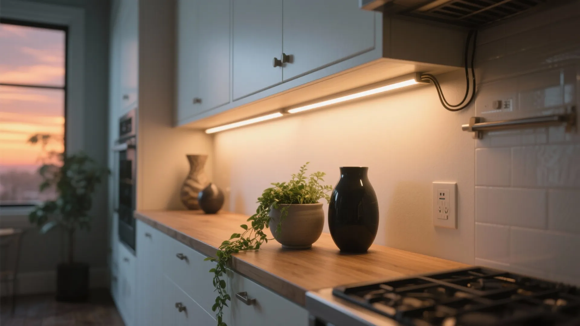 Idea 5: Light shelf + greenery for a soft, lived-in glow