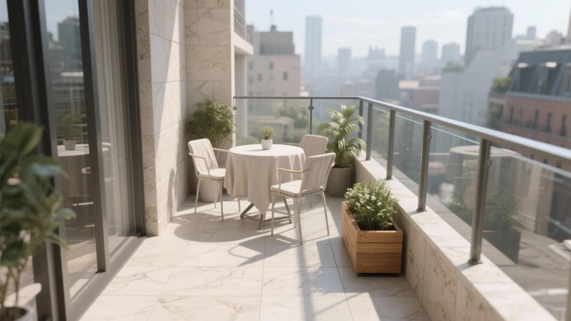 Stone-Look Tiles with Light Tones for Space Amplification