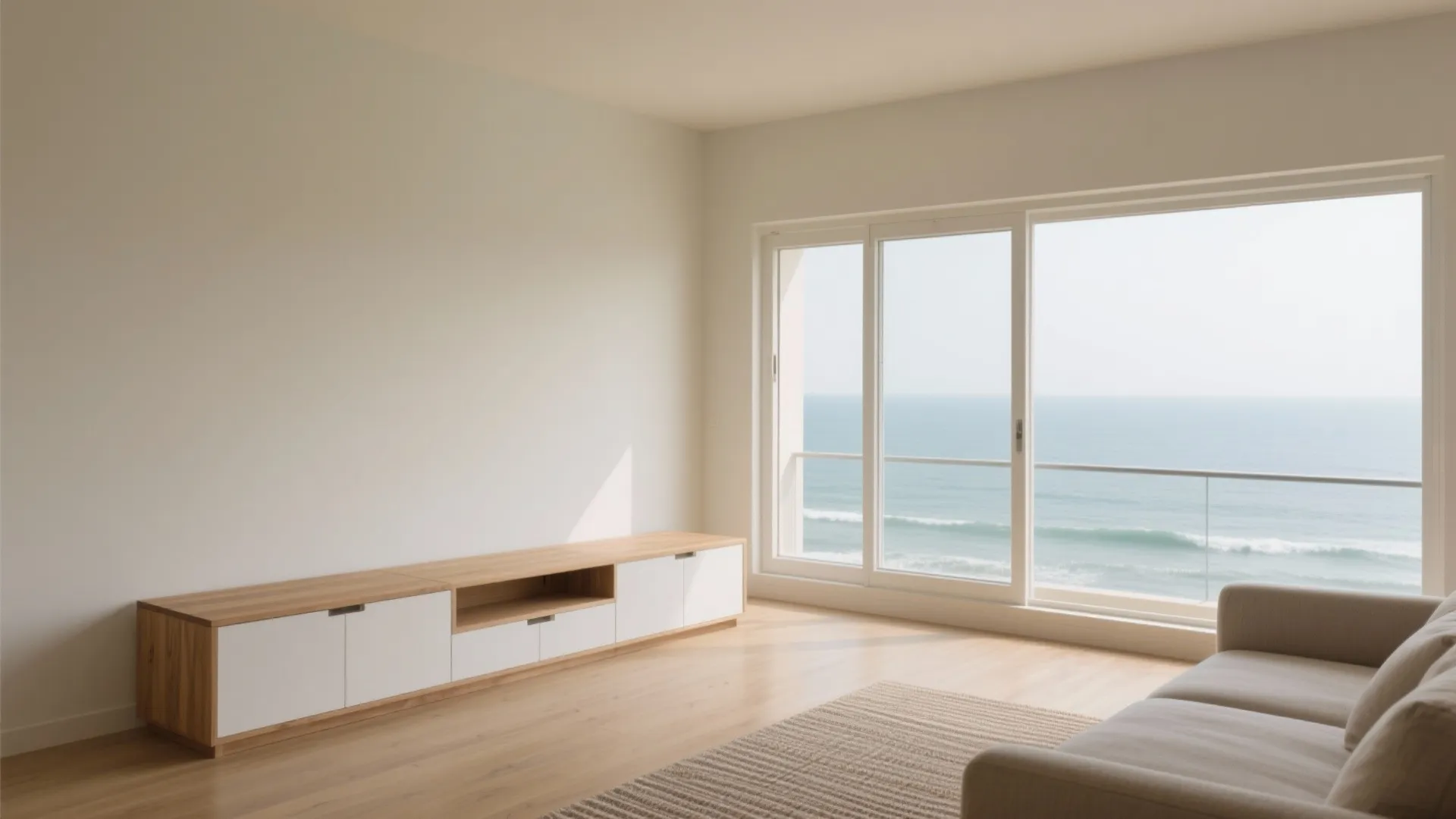 1) Minimal, Light-Toned Storage That Frames the View
