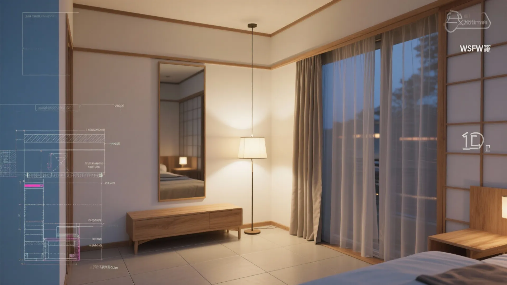 Tips 5: 光の設計は“床で受けて壁で返す”、鏡は幅より高さで効かせる