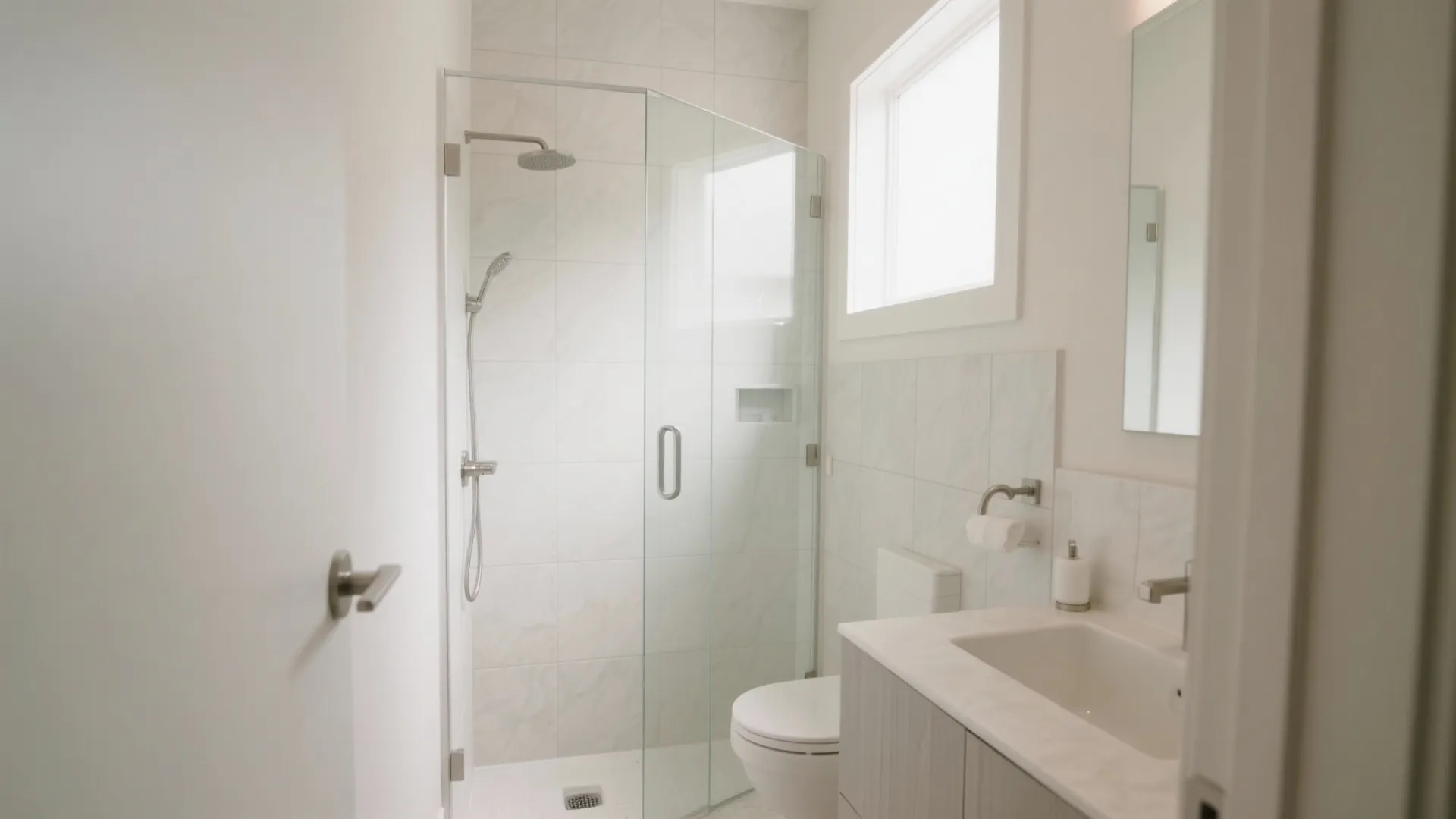 Light Tiles and a Clear Shower for Instant Openness