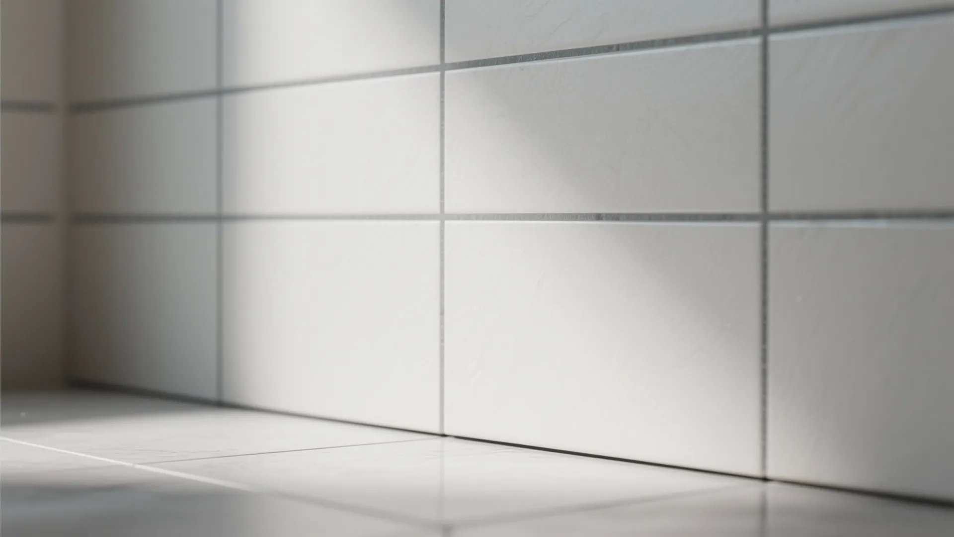 Light, reflective tiles with contrasting grout