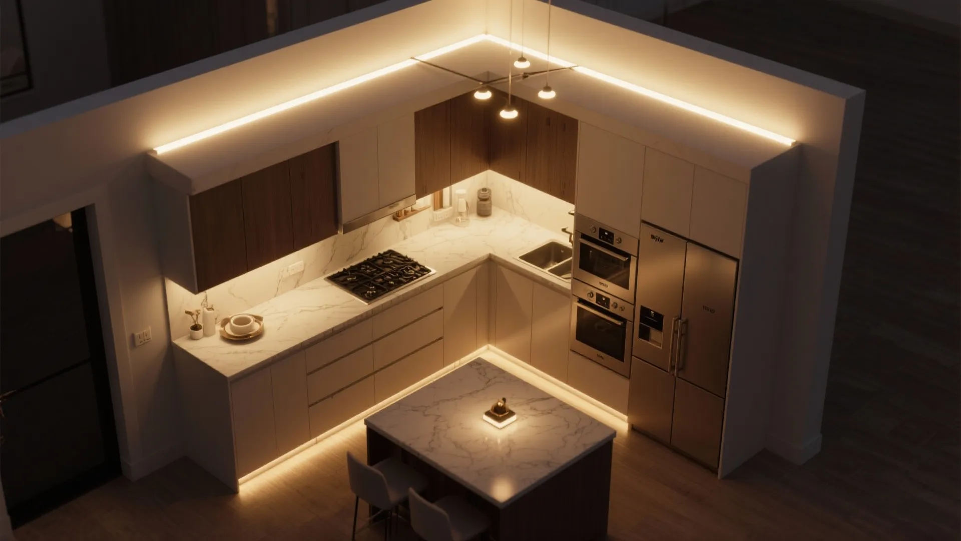 Seamless lighting and hidden appliances