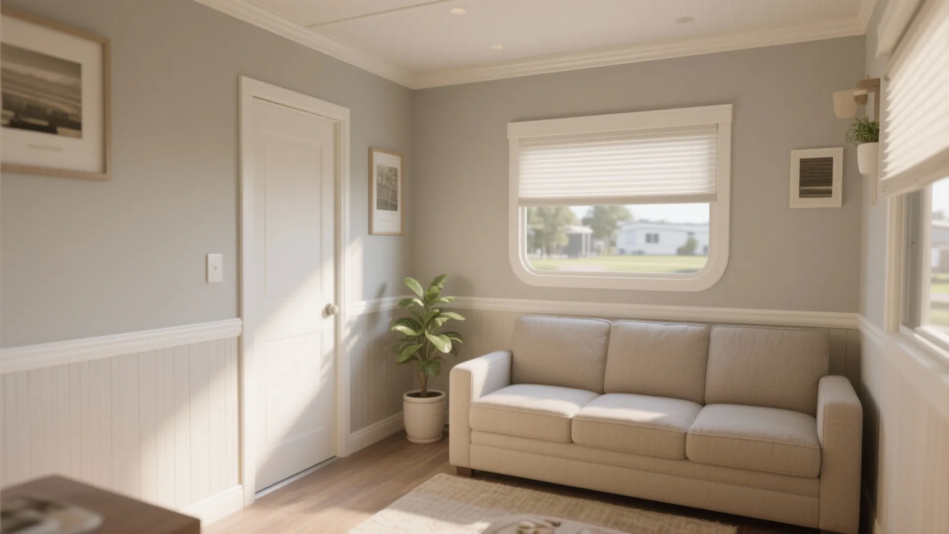 1. Use light, warm neutrals to visually expand the space