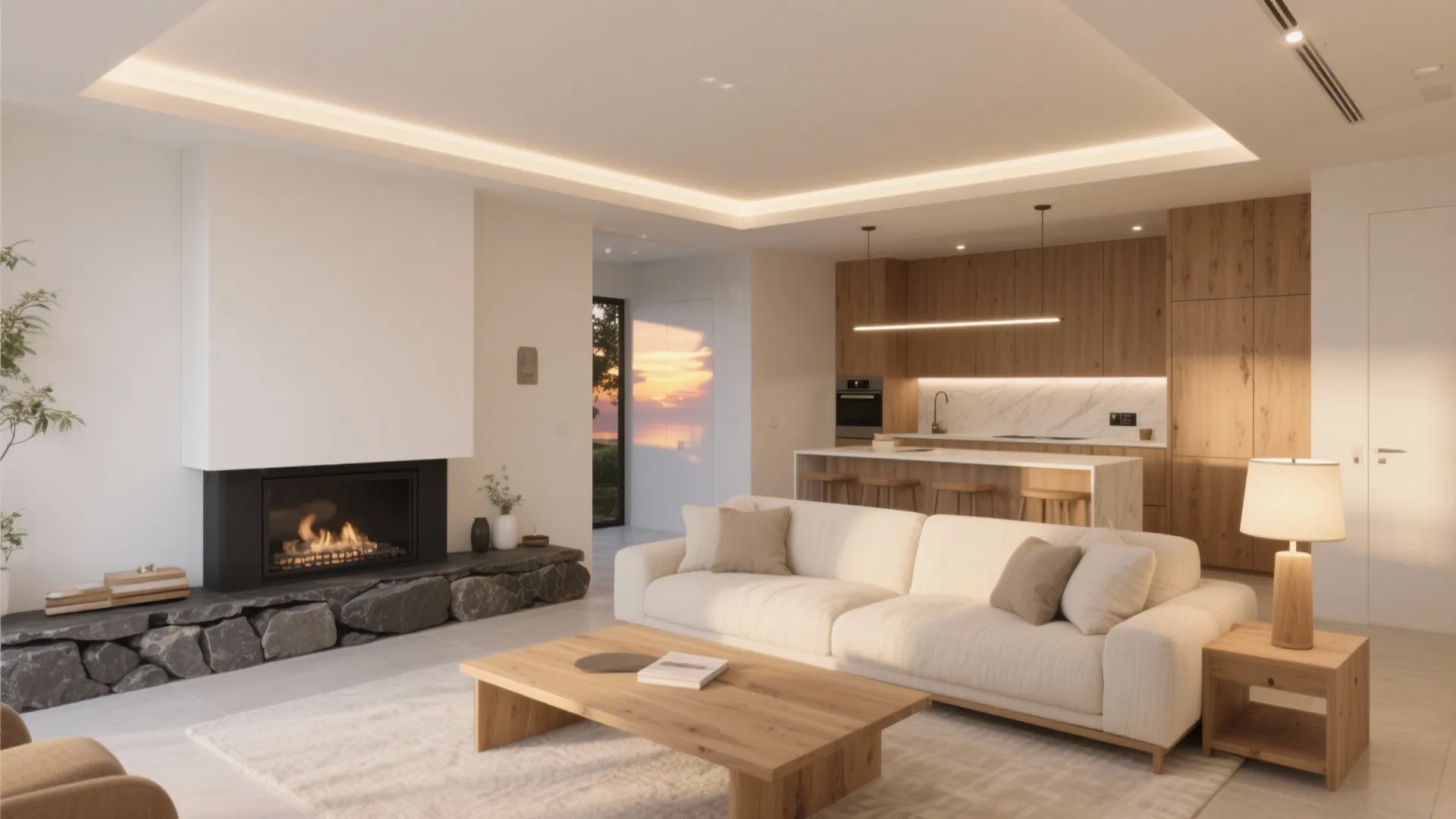 Light Palette, Warm Wood, and Layered Lighting