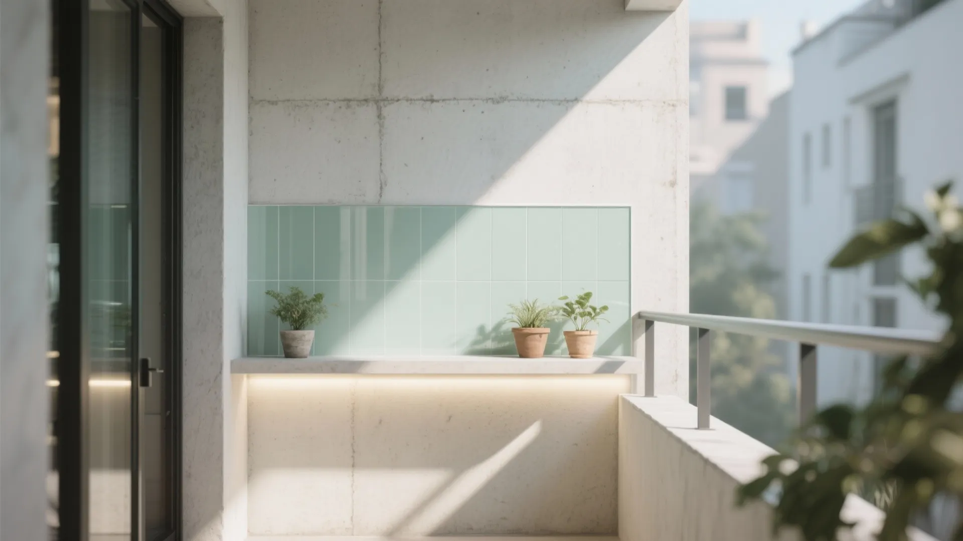 Light-Reflective Cement Wash with Glass Elements