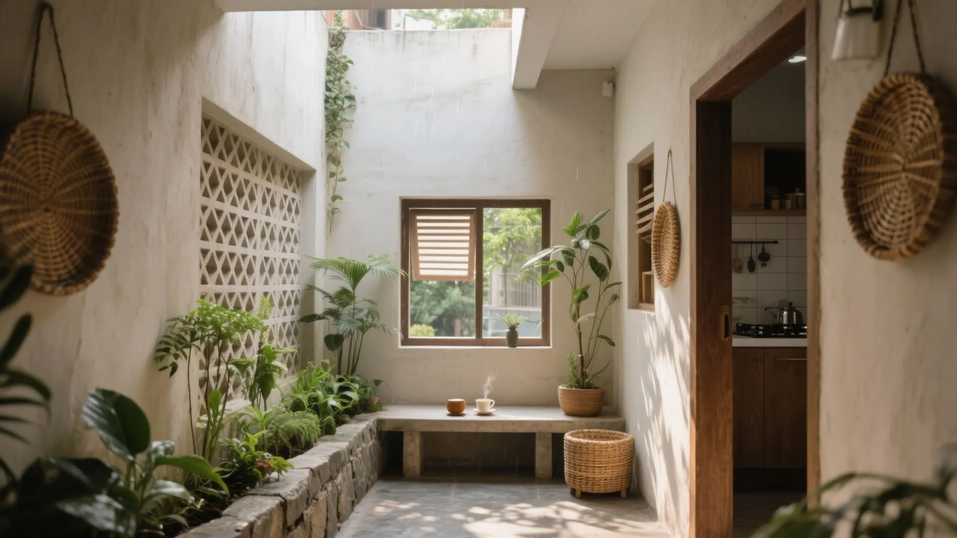 Cross-ventilation with a light well or micro-courtyard