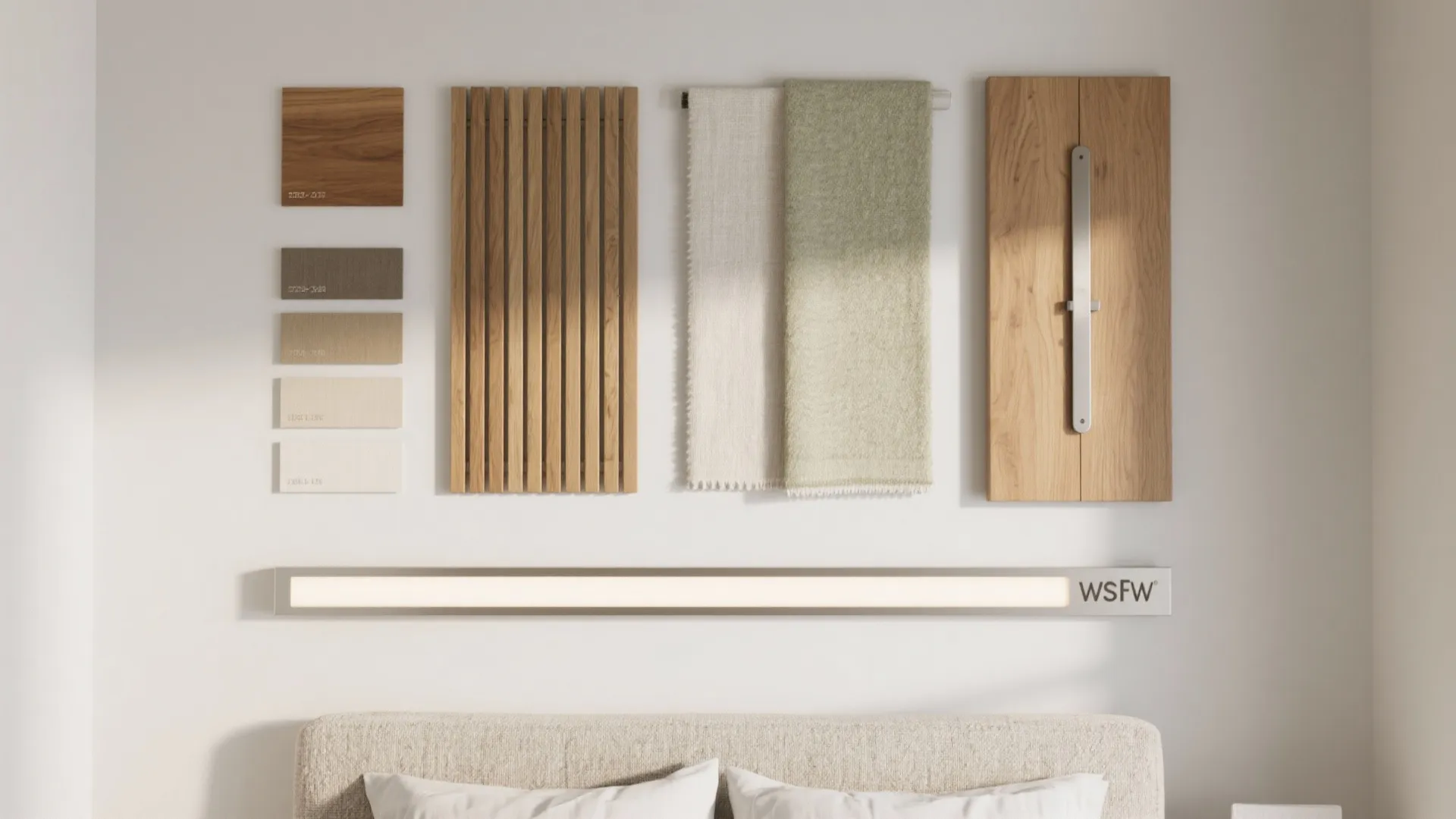 Light Palette, Vertical Lines, and Warm Wood Accents