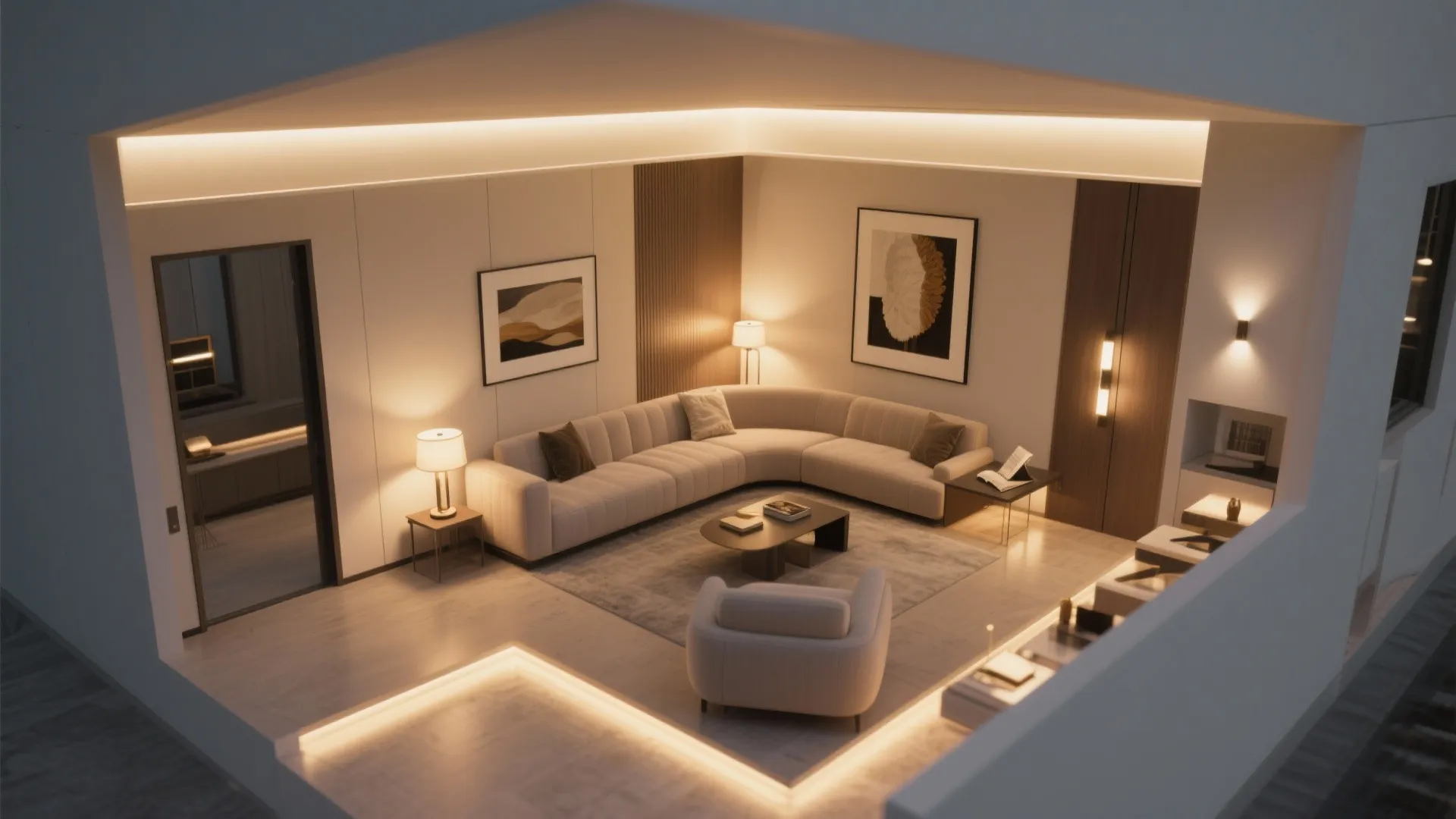 Layered lighting and dimmable zones