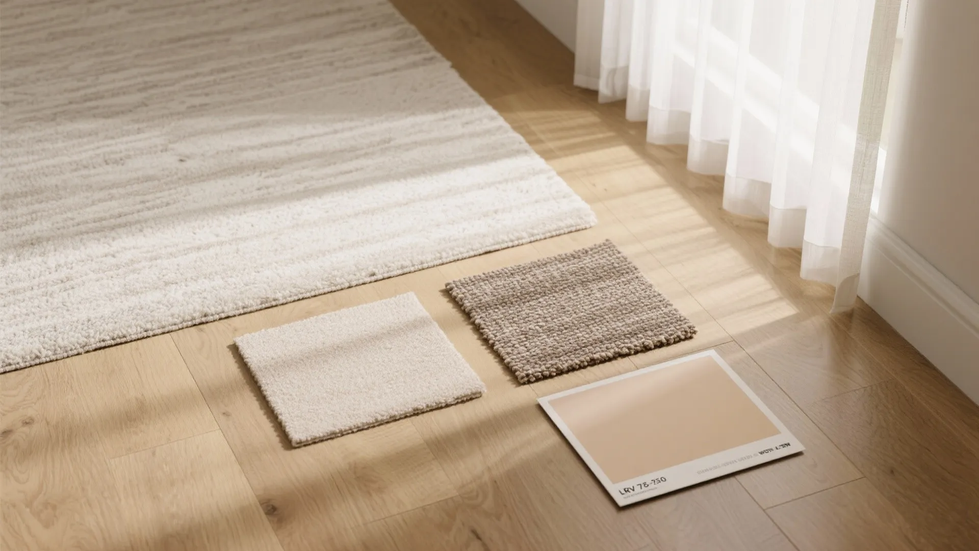 Light zoning with reflective floors and rug strategy