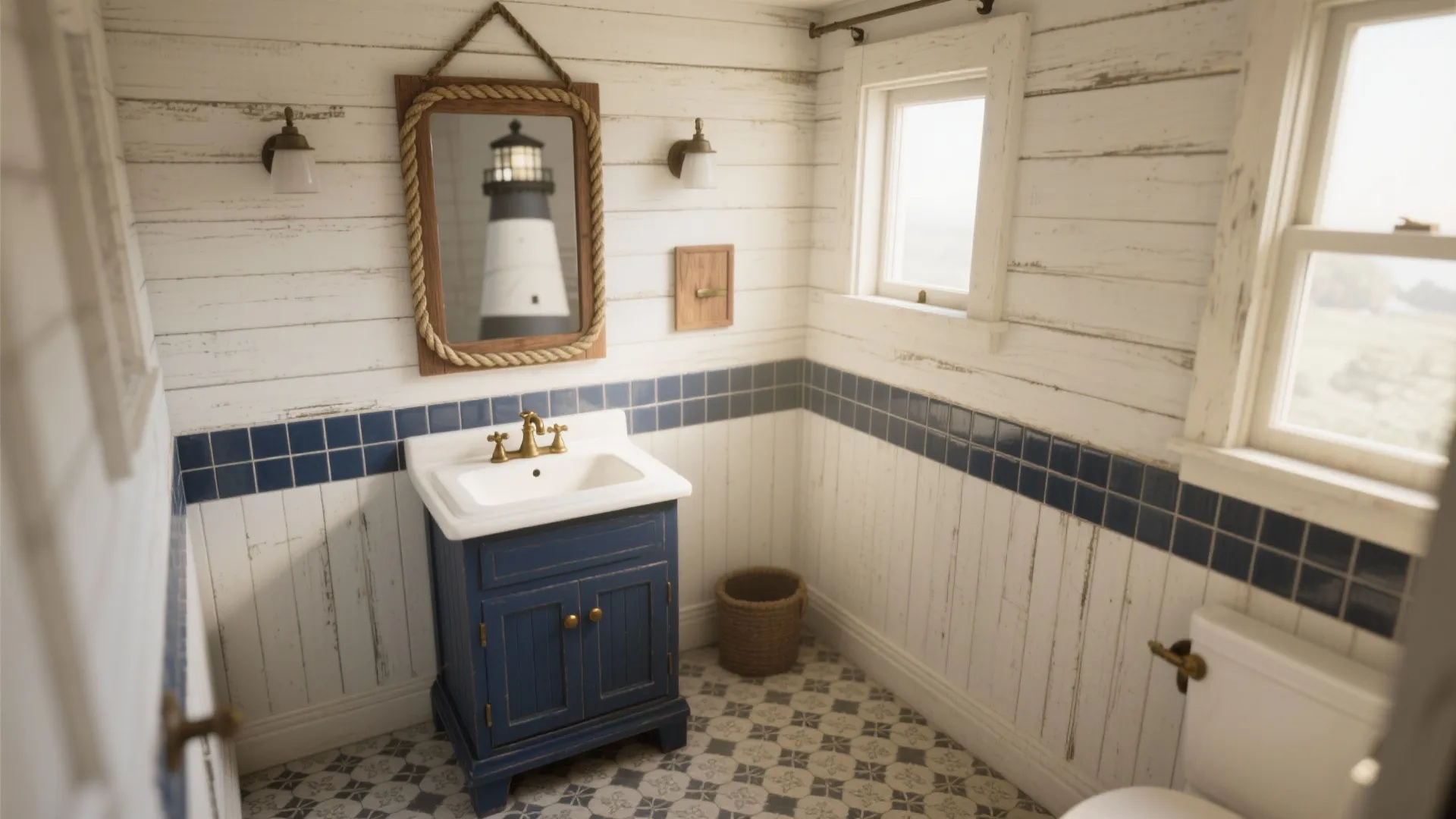 Lighthouse Bathroom Decor: 5 Coastal Ideas: Small-space lighthouse bathroom decor ideas that feel airy, functional, and a little playful
