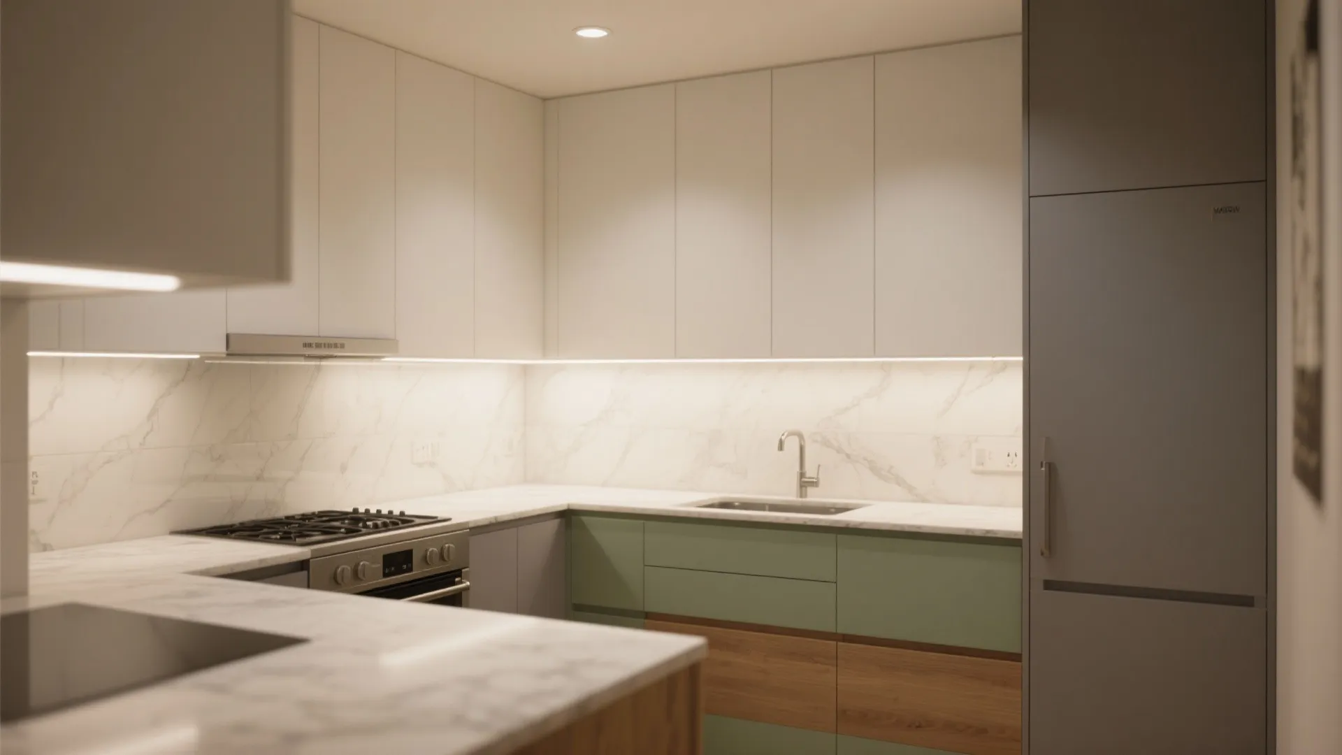 Layered Lighting and Two-Tone Cabinets