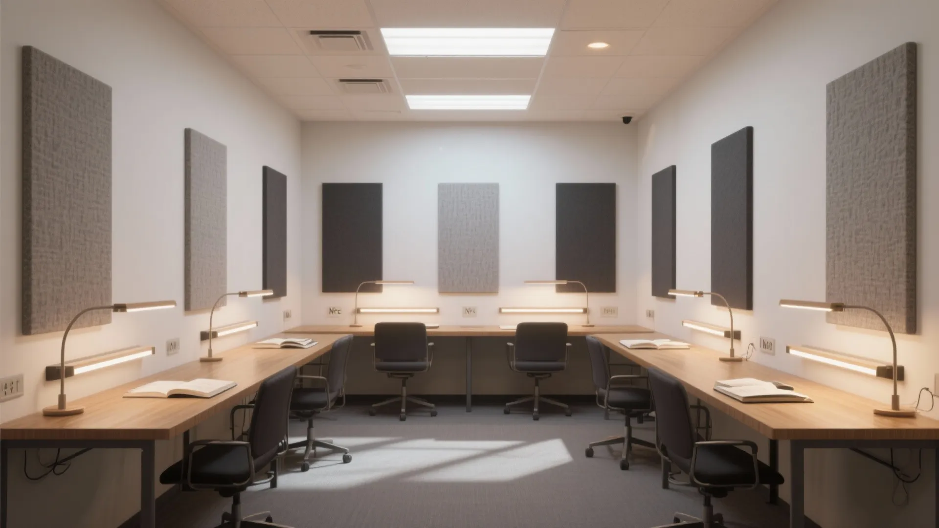 Layered lighting and acoustic panels