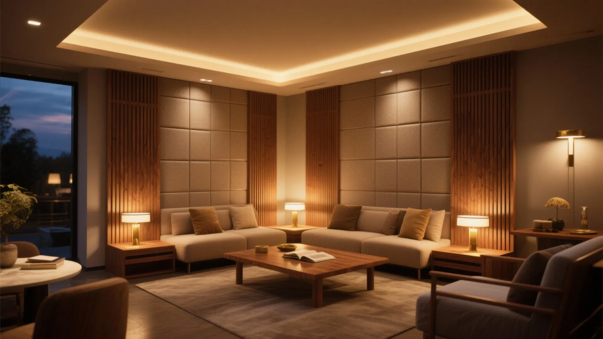 Layered lighting and acoustic quiet for true luxury