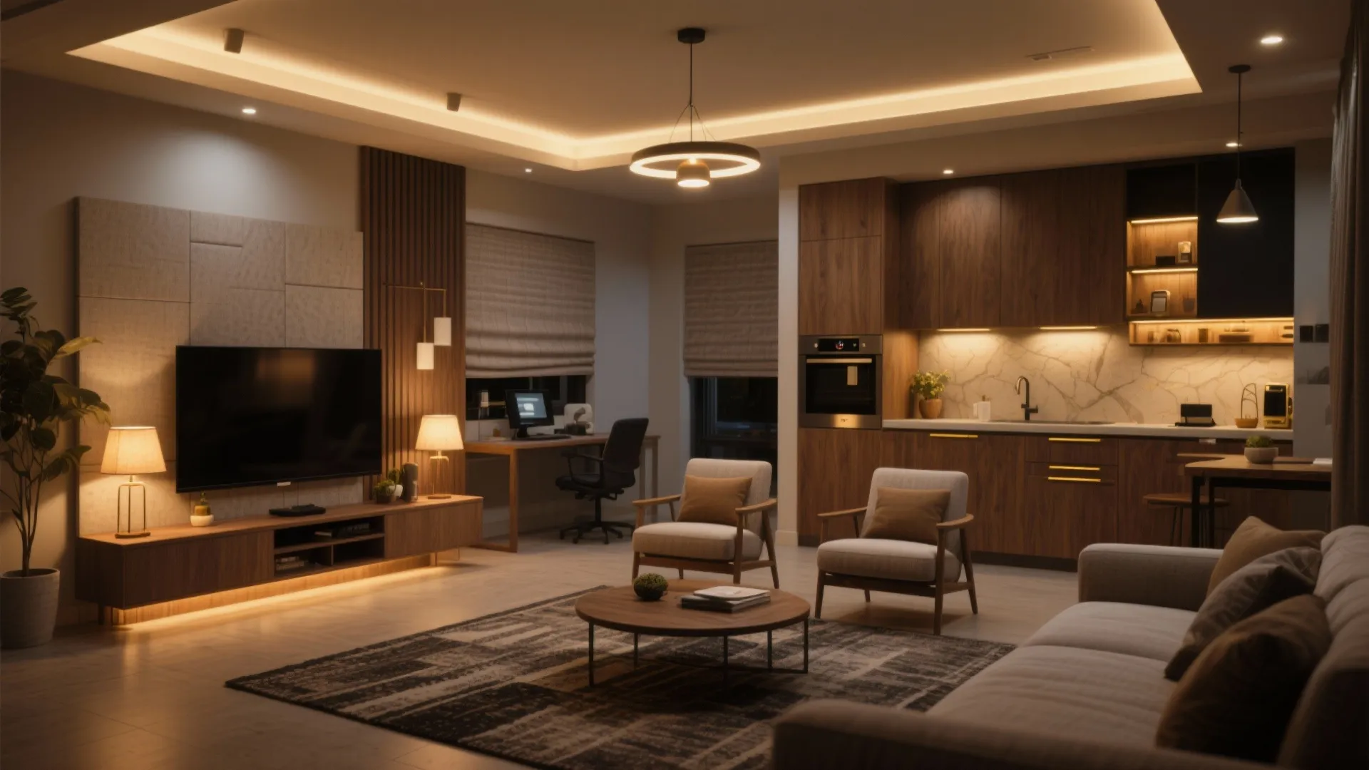 Smart lighting and acoustic zoning for family life