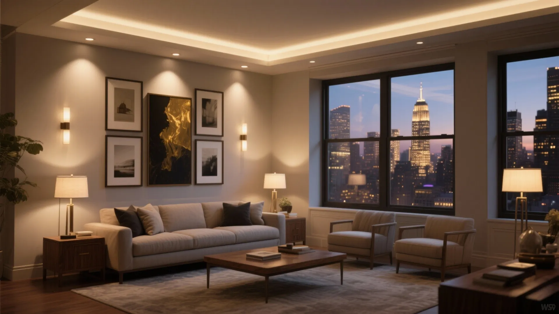 Lighting That Honors Art and Skyline Views