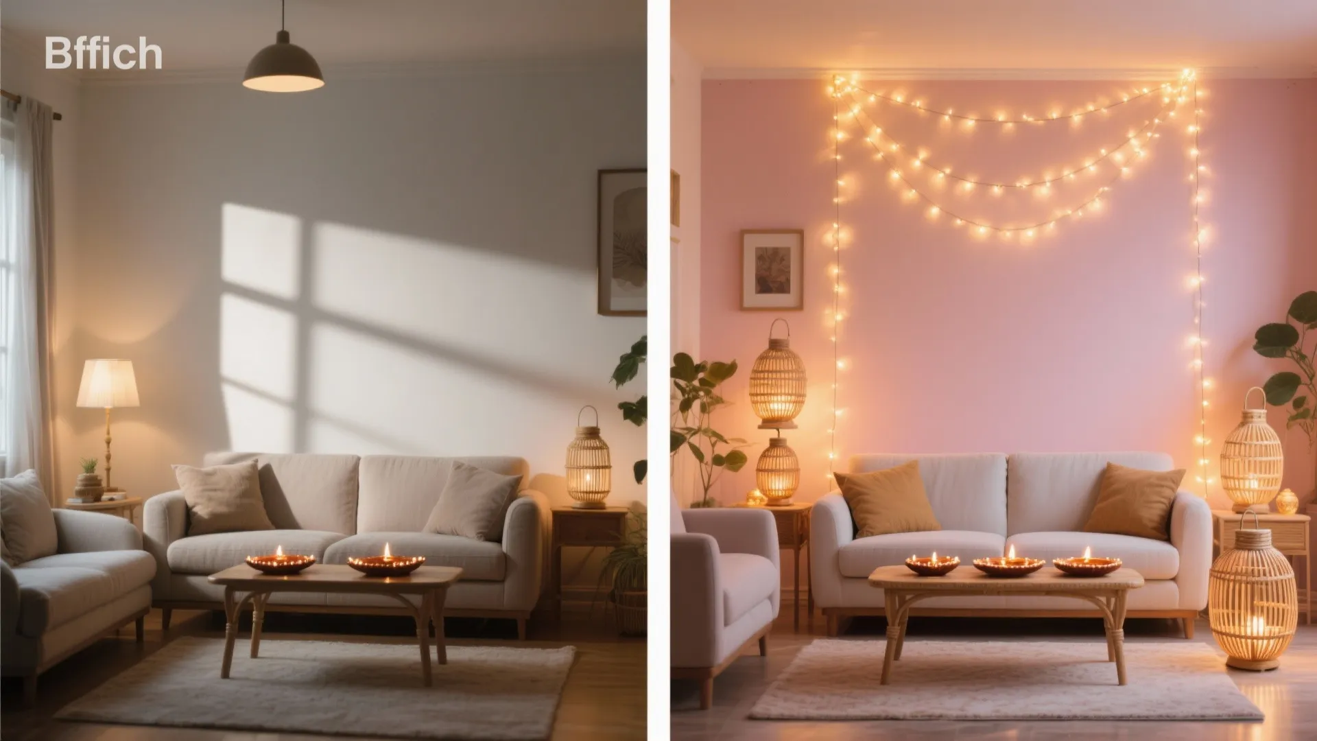 Warm Lighting Layers: Diyas, Lanterns, and Fairy Lights