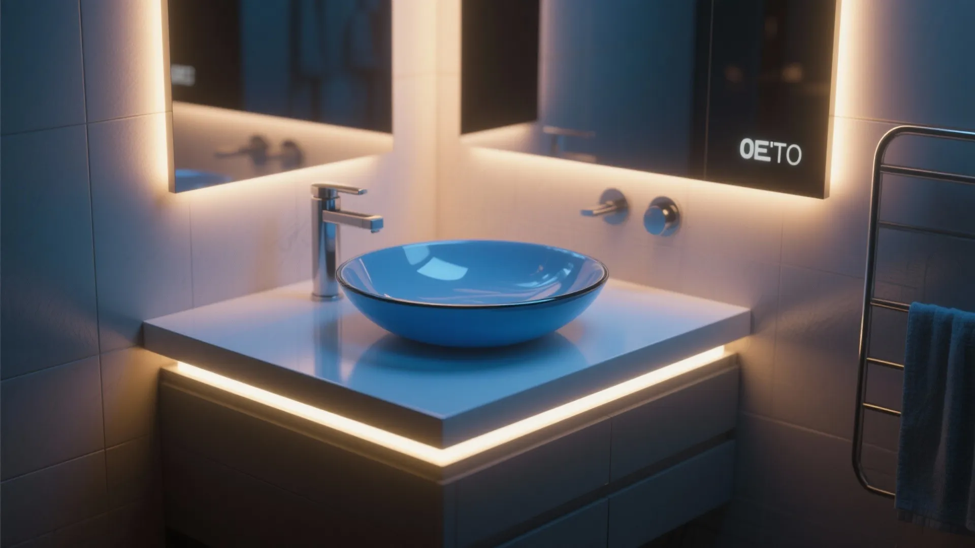 4. Integrated Lighting to Make Blue Pop