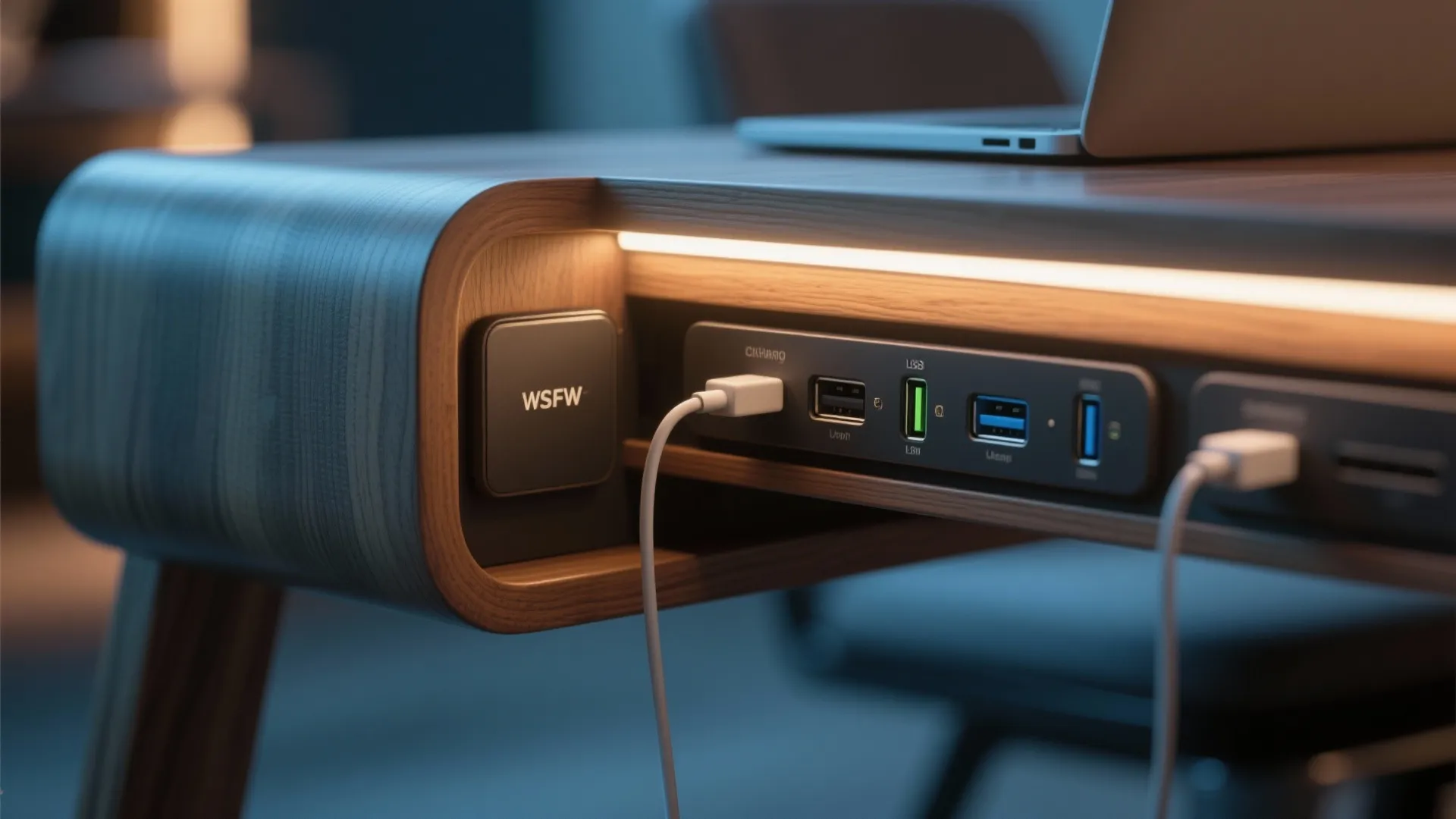 5. Table with Built-in Lighting and Charging