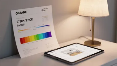 Warm-Lit Home Office Desk Setup with Smart Design Tools