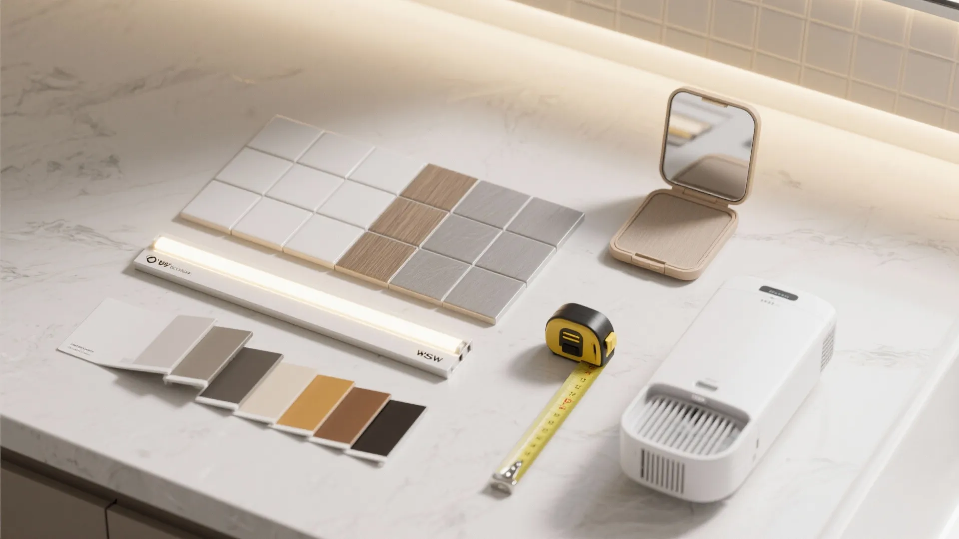 5. Lighting, mirrors, and a tiny folding table