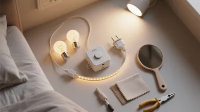 Cozy Bedroom Nightstand with Warm Lighting & Smart Dimmer