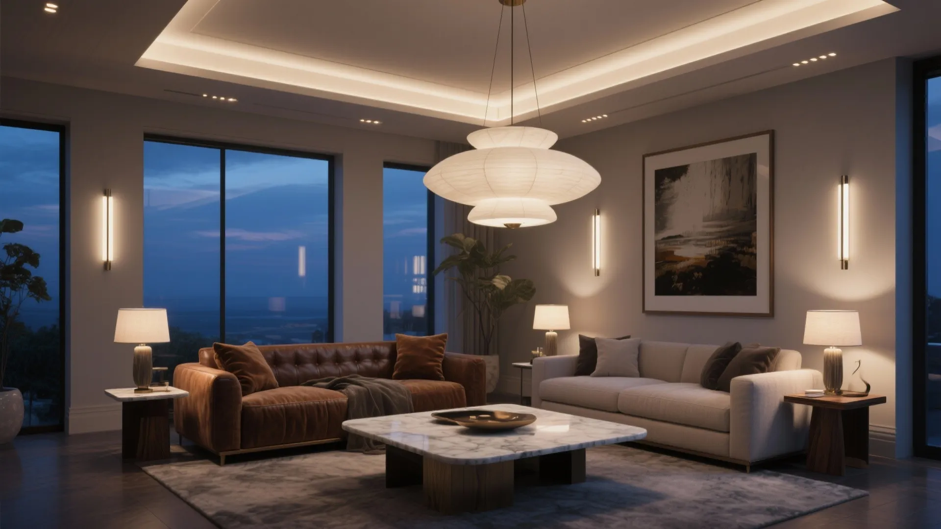 Layered Lighting With Sculptural Focus