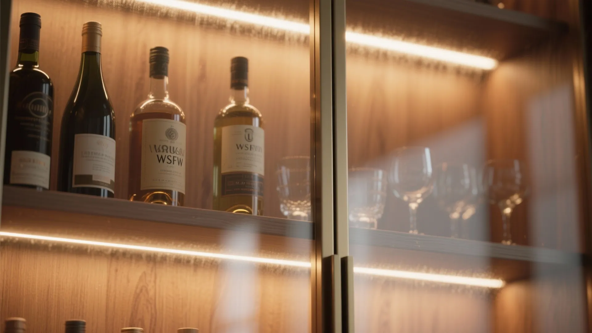 5. Integrated lighting and glass-front doors