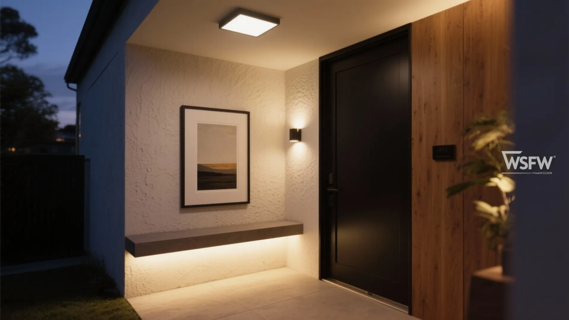 5) Layered lighting and a focal art wall to set the tone