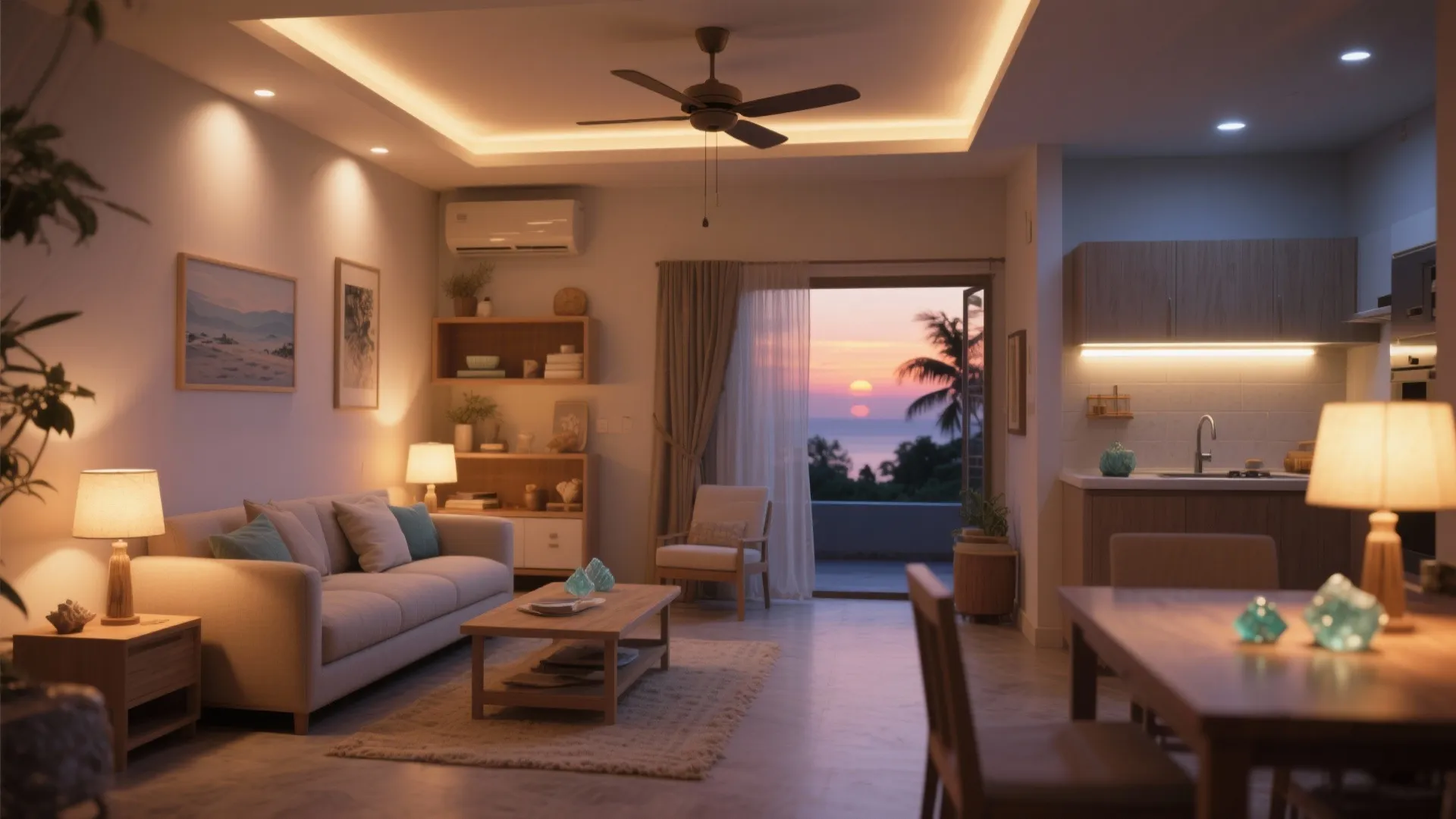 Layered Lighting + Fans + Passive Cooling