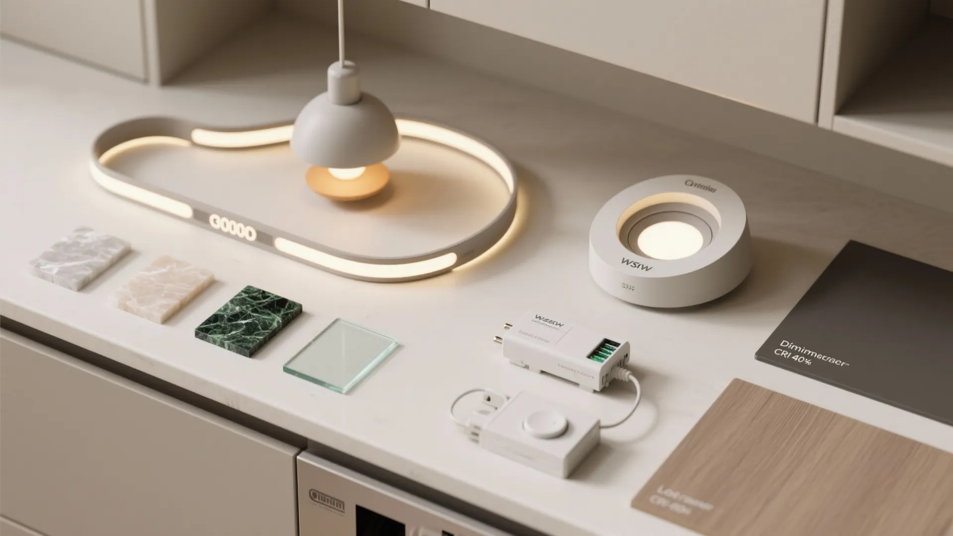 Smart lighting layers for compact kitchens